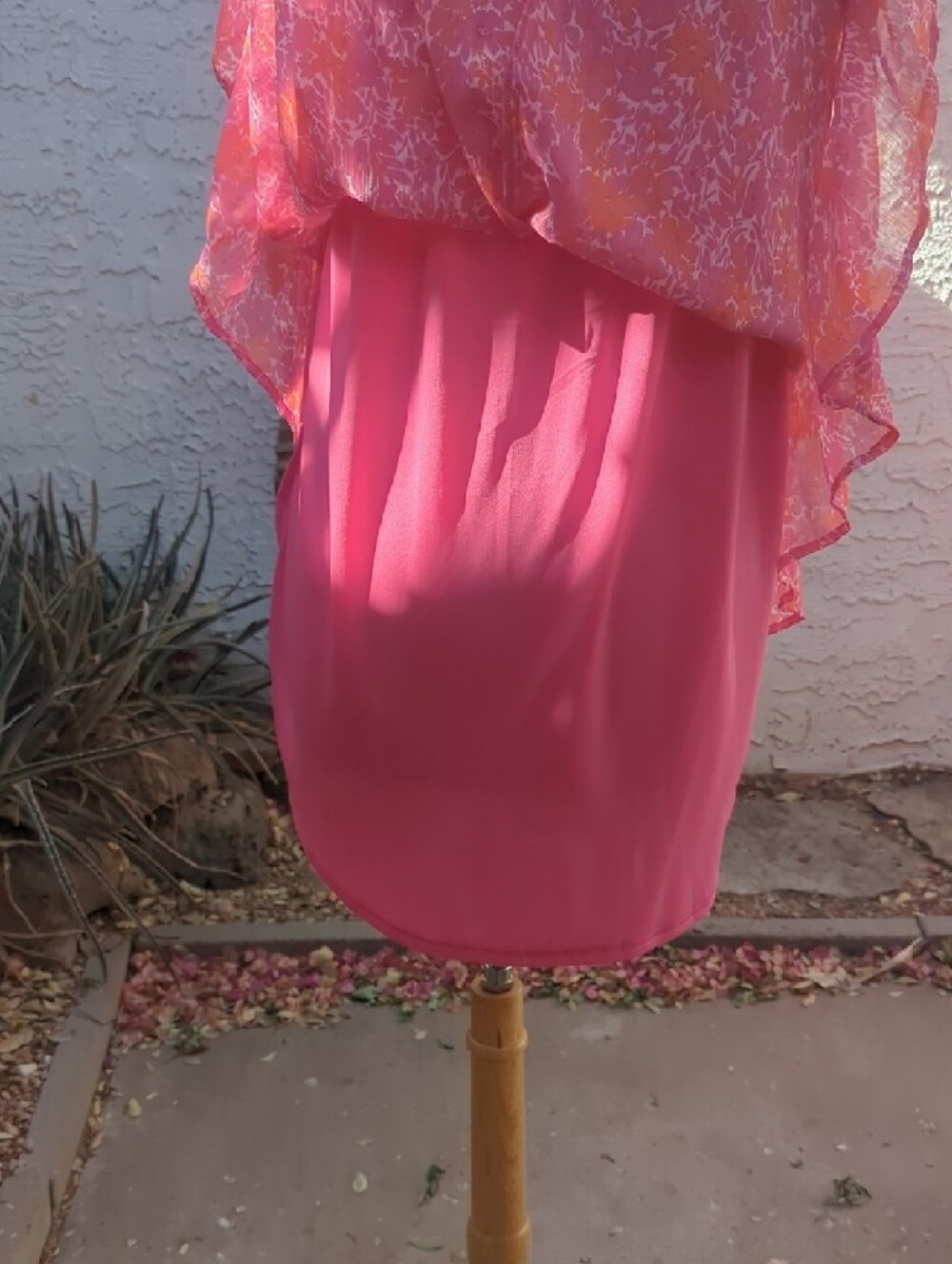 Umgee Pink Floral Ruffle-Hem Mini Dress with Built In Slip - Picture 4 of 4